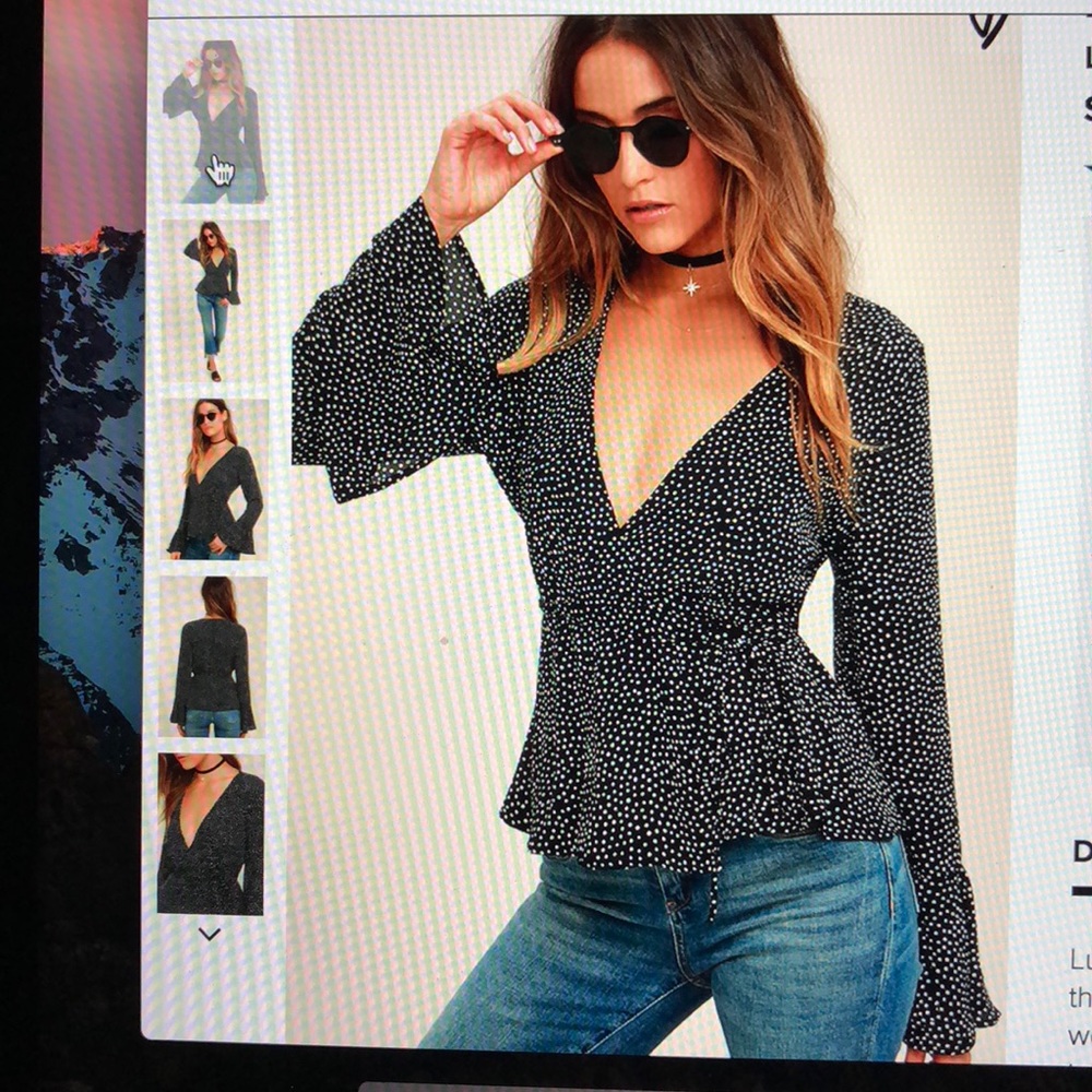 Black and white wrap top